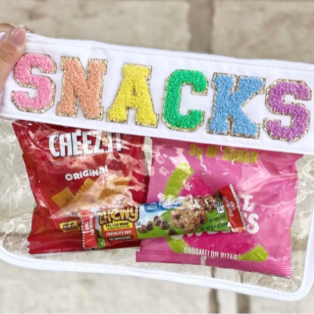 Varsity letters white patch clear nylon bag (Snacks)